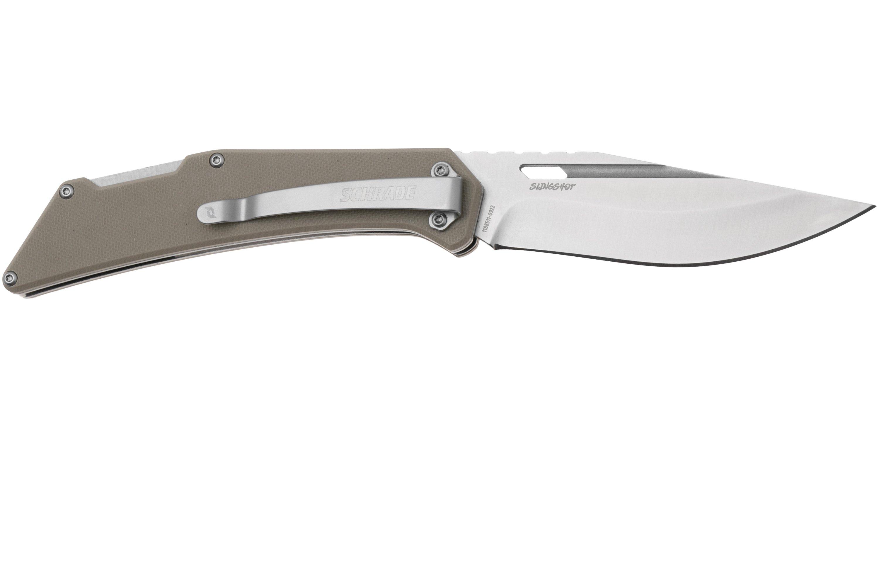 Schrade Slingshot 1159301 Tan G10, pocket knife Advantageously