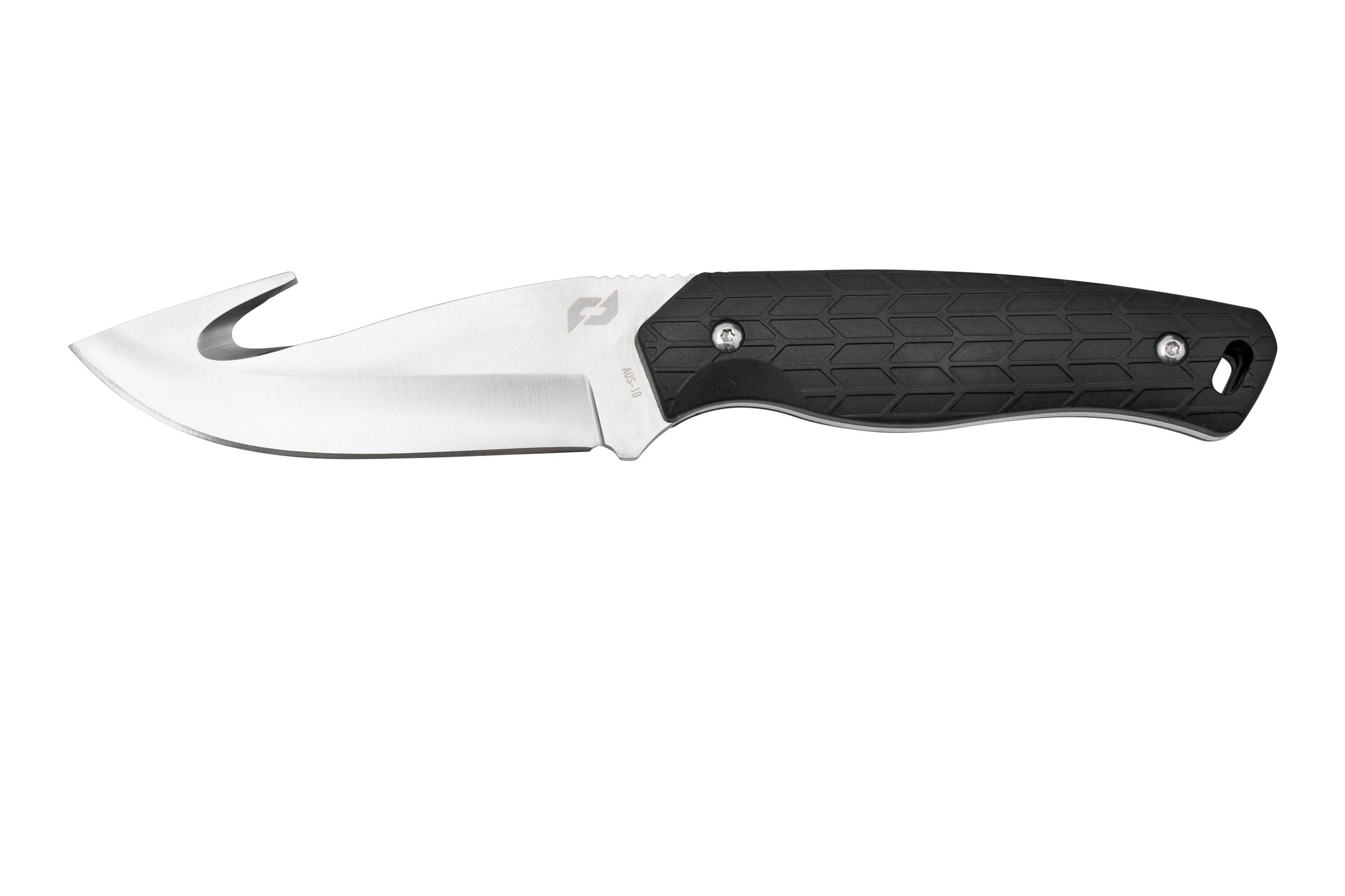 Schrade Exertion Gut Hook Knife 1159308, black fixed knife