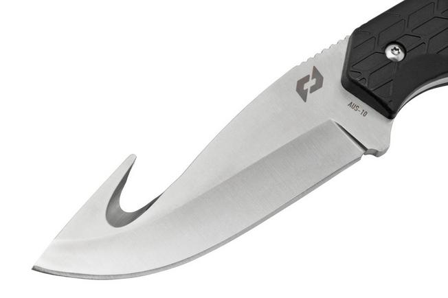 Schrade Exertion Gut Hook Knife 1159308, black fixed knife