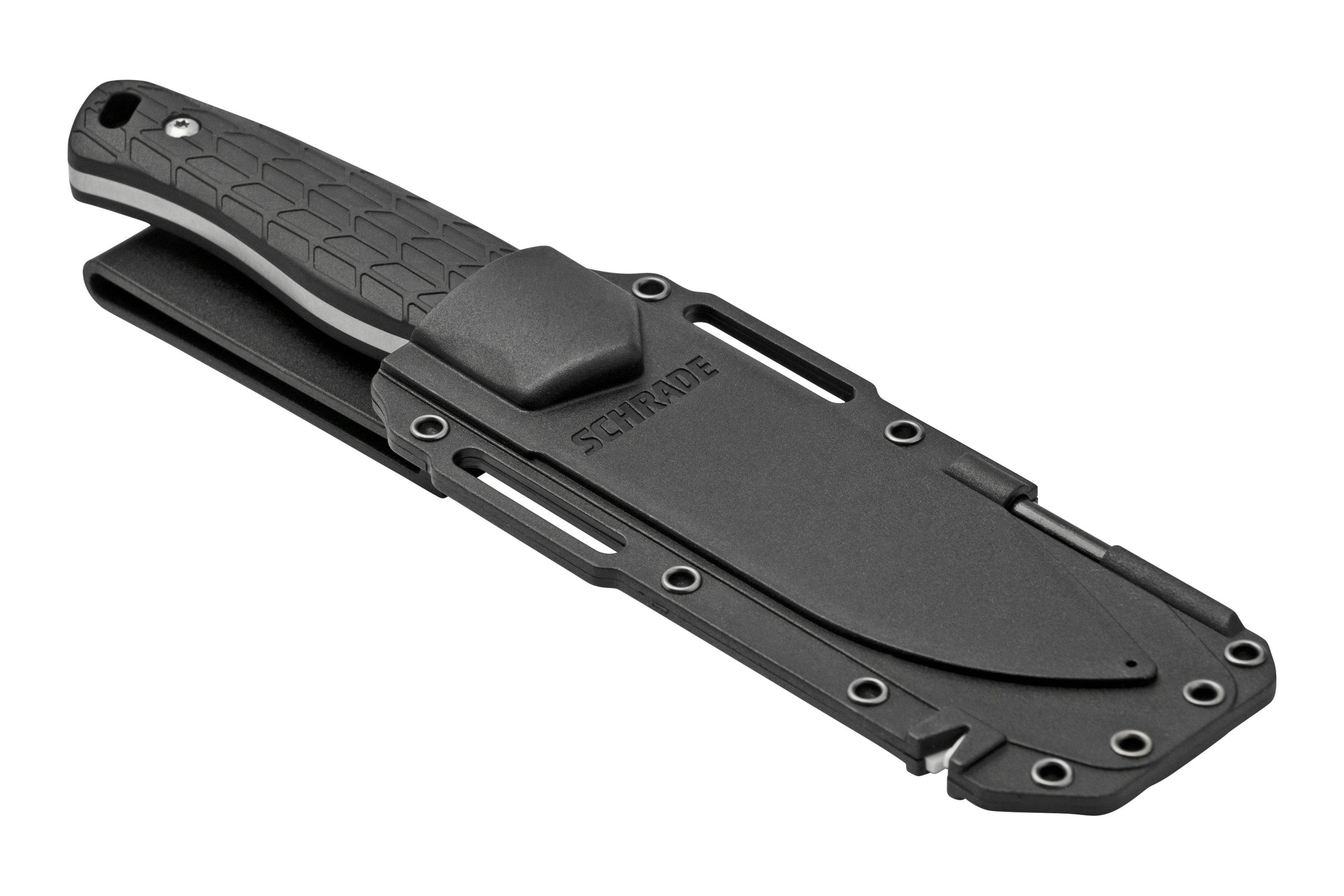Schrade Exertion Gut Hook Knife 1159308, black fixed knife ...