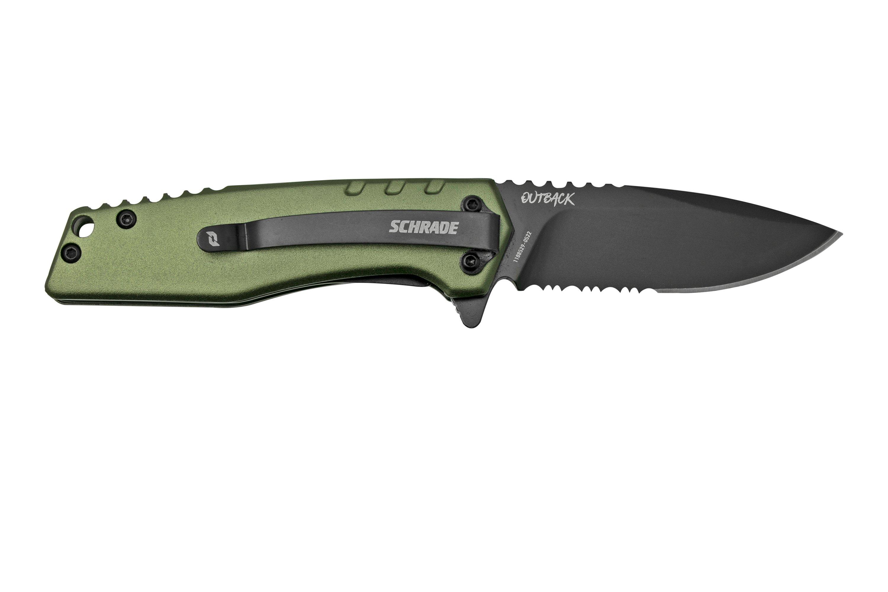Schrade Outback Folder 1159312 OD-Green pocket knife | Advantageously ...