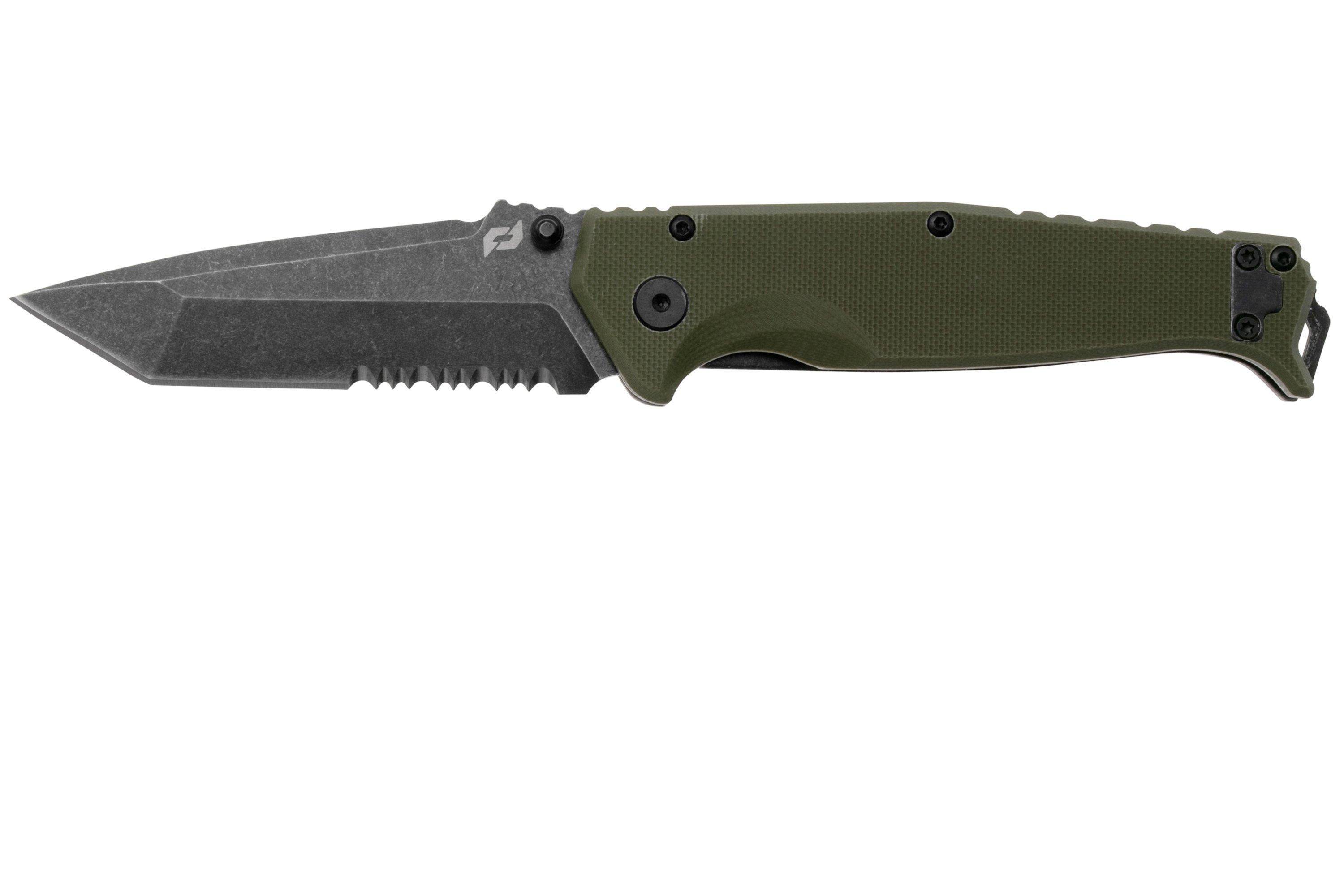 Schrade Melee Assisted Opening, 1159324 Blackwashed D2 Tanto, OD Green ...