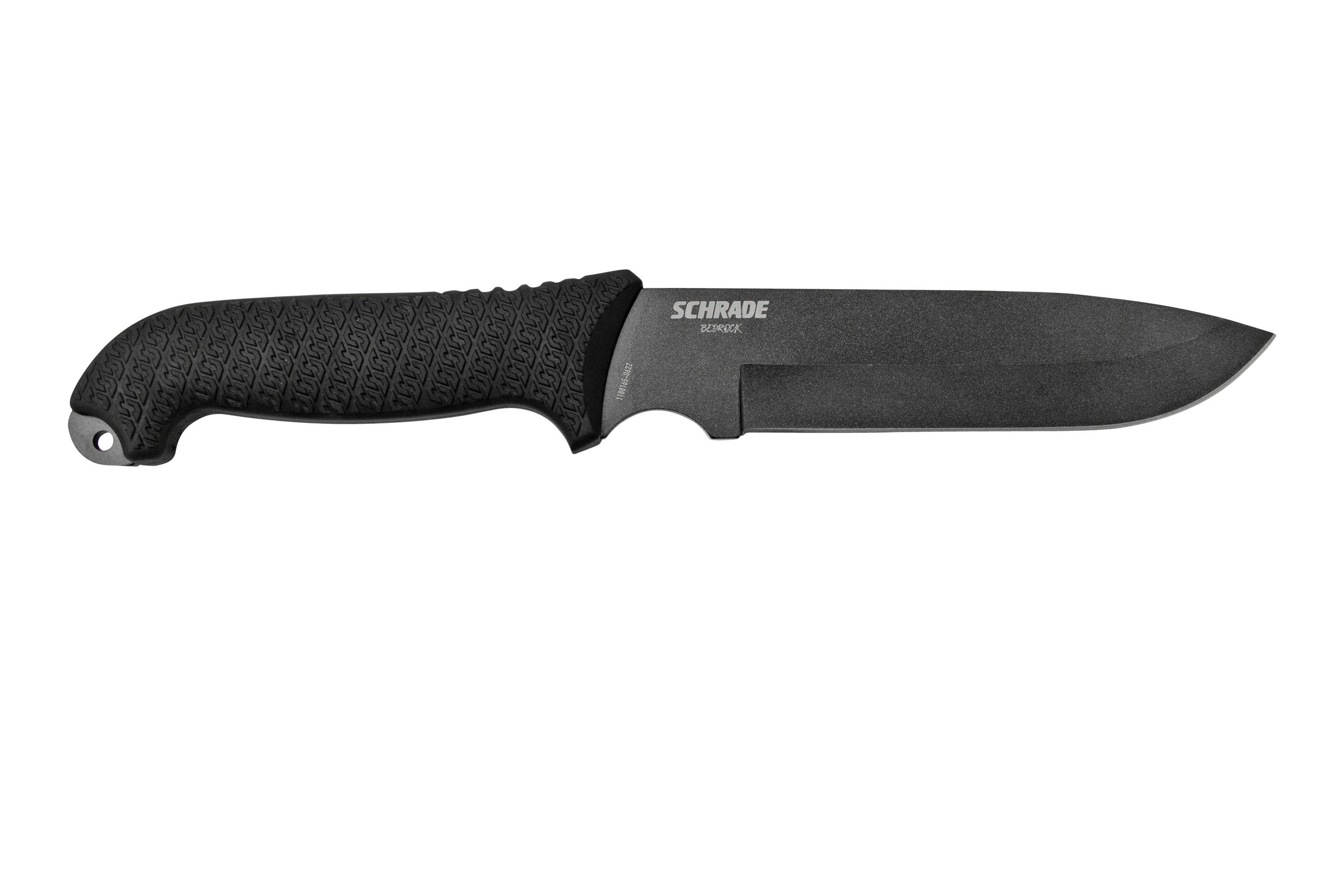 Schrade Bedrock Magnum 1182517, black fixed knife Advantageously