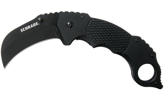 Schrade Folding Knife Karambit Black G-10 (3 Inch Black Plain