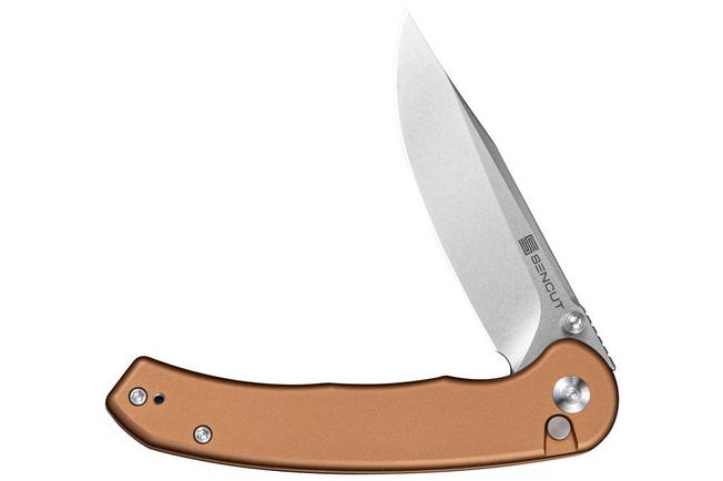Afbeelding voor SENCUT Ingot S25102-1 Stonewashed D2, Brown Aluminum, zakmes