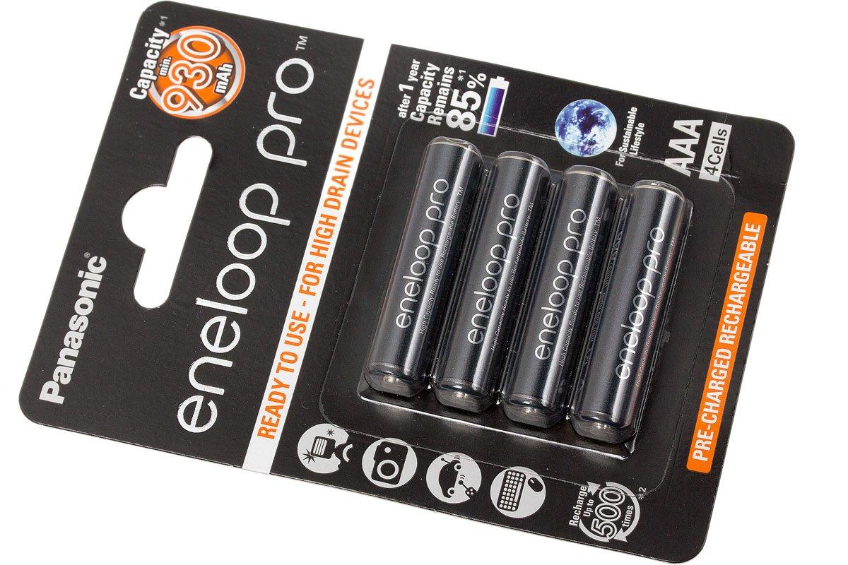 4 x Panasonic Eneloop PRO AAA 930mAh batteries Rechargeable BK-4HCDE  Storage box