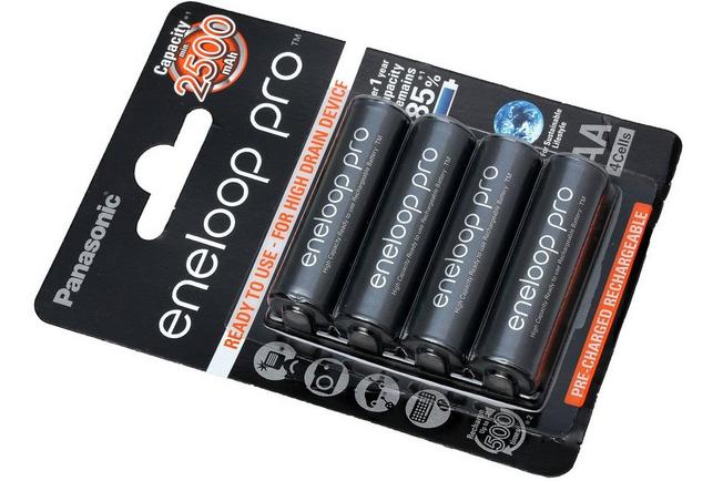 Panasonic Charger 4 Eneloop Pro Batteries 2500 mAh AA Rechargeable Batteries 