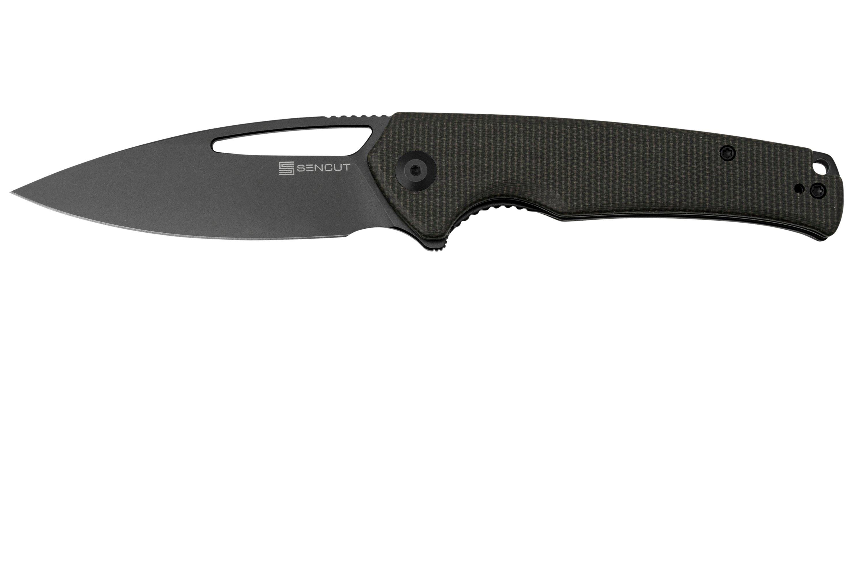 SENCUT Mims S21013-3 Dark Green Micarta Black Stonewashed, pocket knife ...