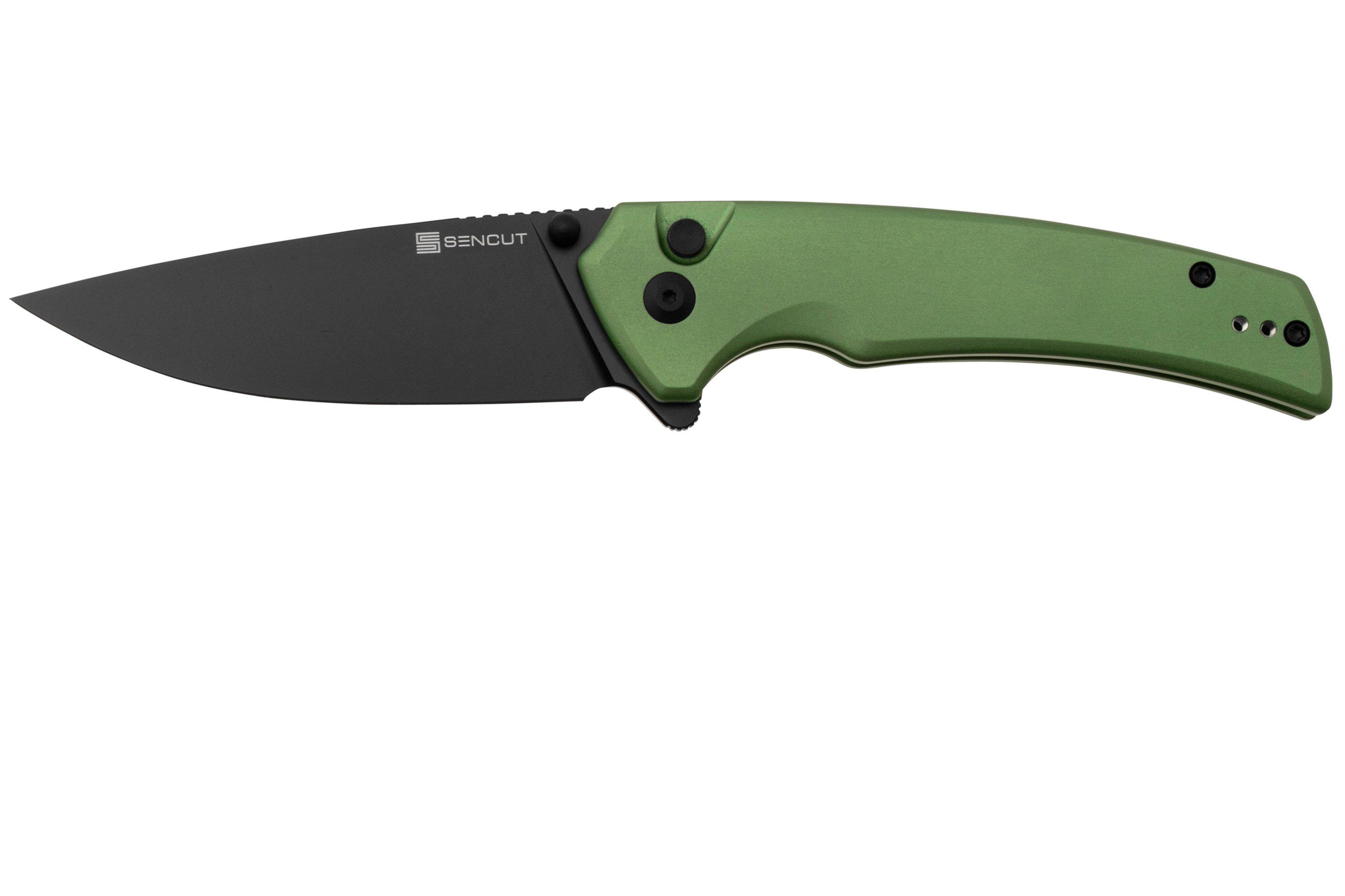 SENCUT Serene S21022B-5, Black D2, Green Aluminium, couteau de poche ...