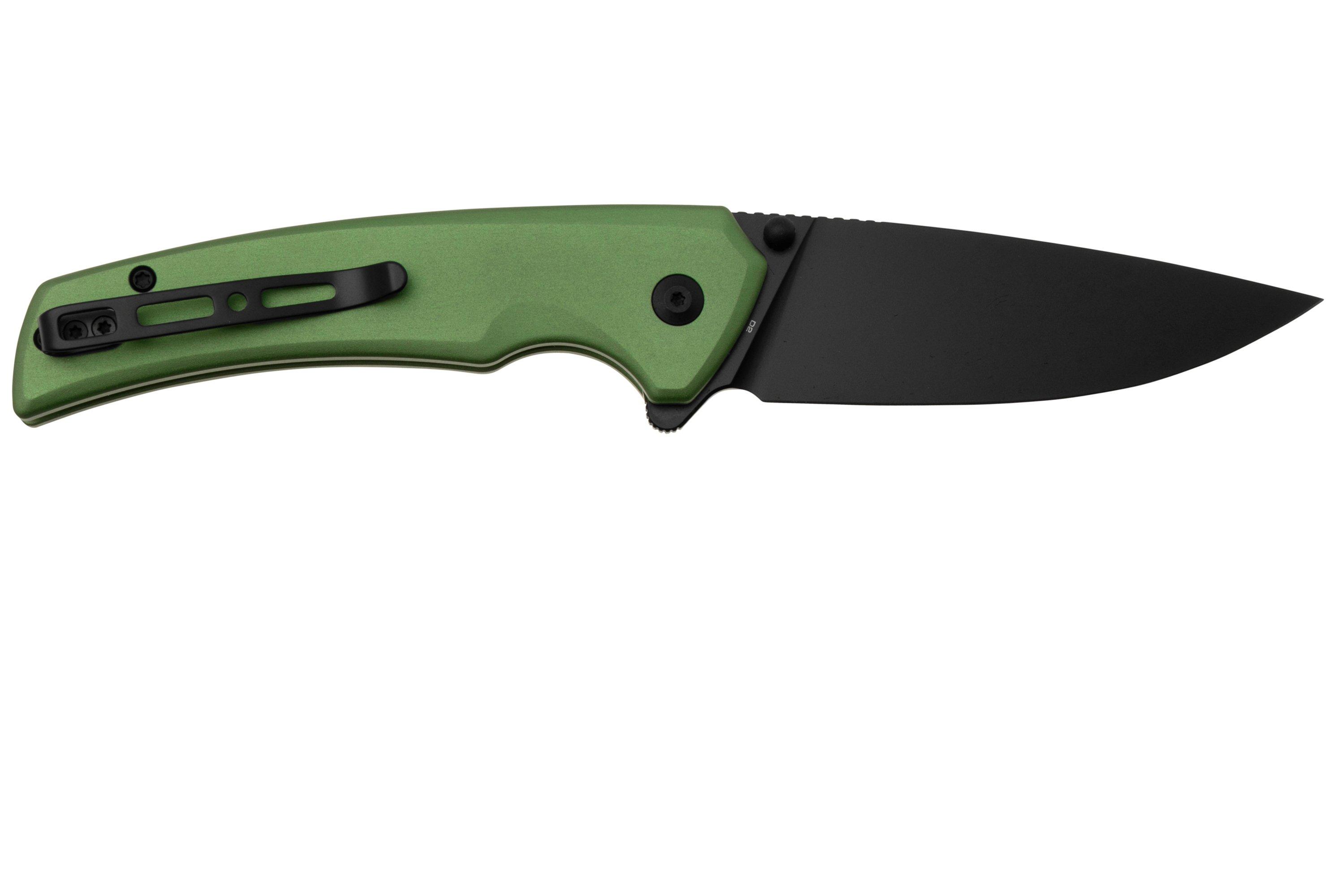 SENCUT Serene S21022B-5, Black D2, Green Aluminium, pocket knife ...
