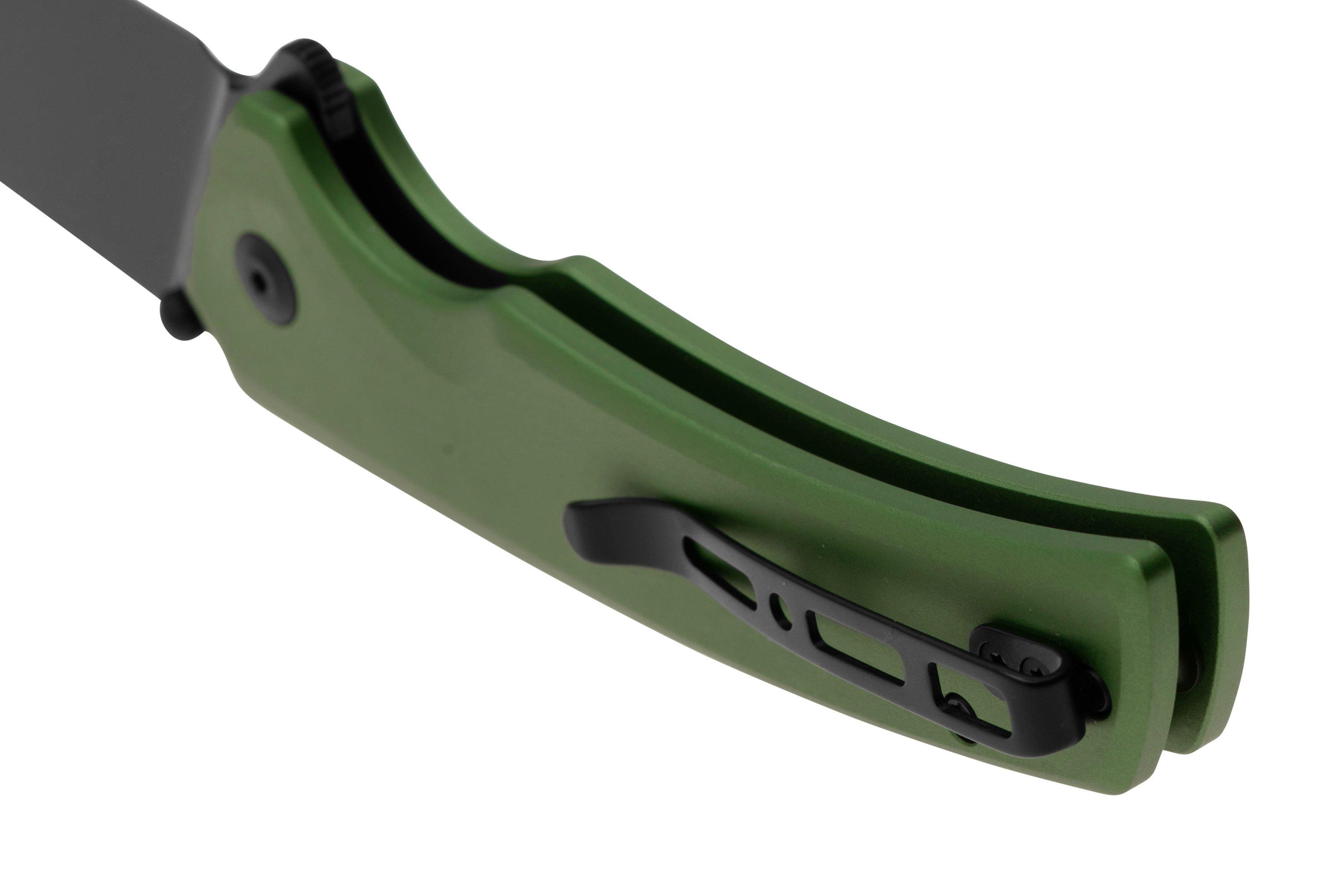 SENCUT Serene S21022B-5, Black D2, Green Aluminium, pocket knife ...