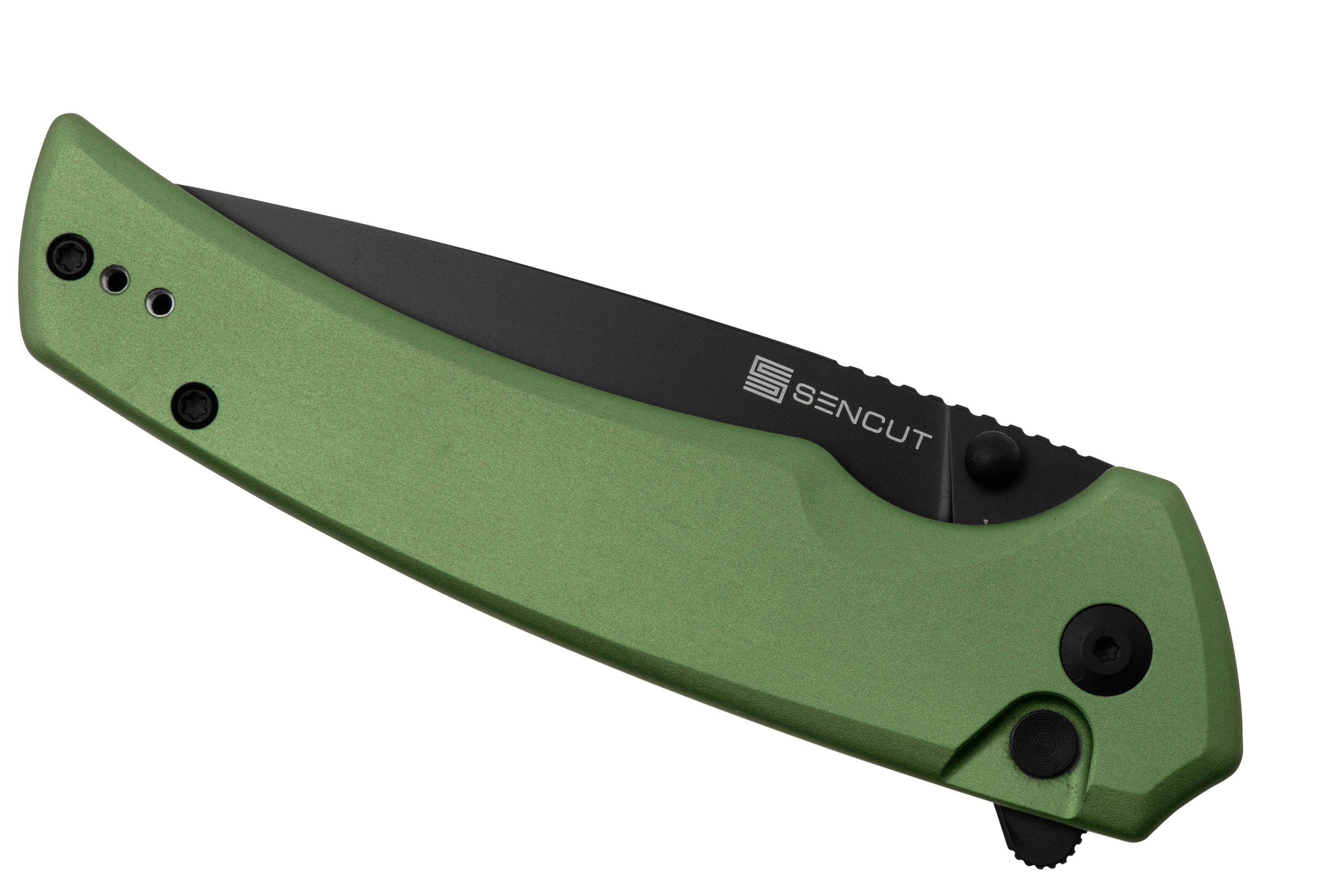 SENCUT Serene S21022B-5, Black D2, Green Aluminium, Taschenmesser ...