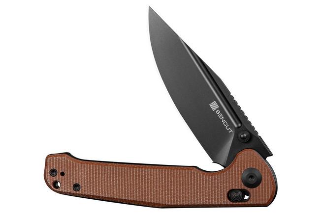 Afbeelding voor SENCUT Glenspar S25046-3 Black, Brown Canvas Micarta, zakmes