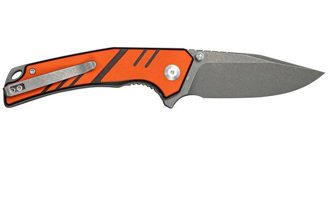 Bild für SENCUT Quirk S25099-1, Grey Stonewashed D2, Orange Black G10 Taschenmesser