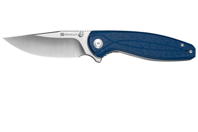 Image for SENCUT Vyrce S25104-2, Satin D2, Blue Shredded G10 pocket knife