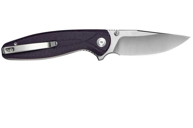 Image for SENCUT Vyrce S25104-3, Satin D2, Purple Canvas Micarta pocket knife