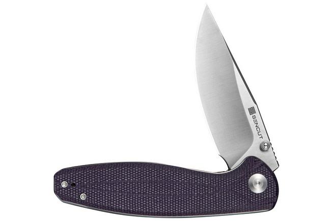 Image for SENCUT Vyrce S25104-3, Satin D2, Purple Canvas Micarta pocket knife