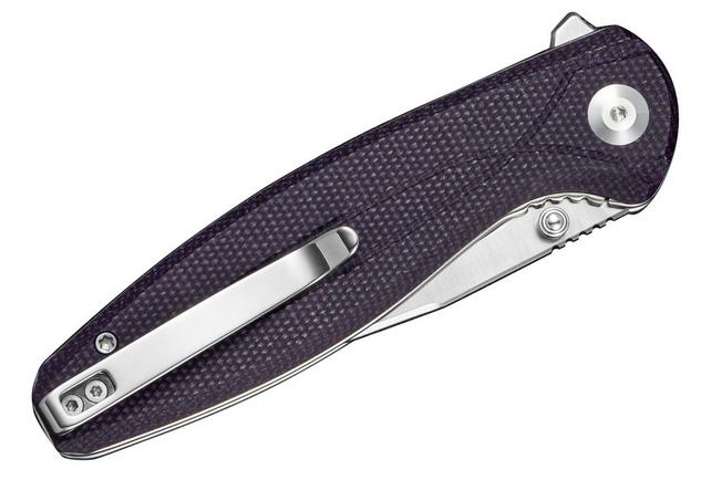 Image for SENCUT Vyrce S25104-3, Satin D2, Purple Canvas Micarta pocket knife