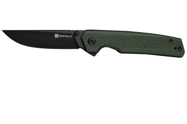Image pour SENCUT Stria S25112-2, Black D2, Milled Green Canvas Micarta couteau de poche