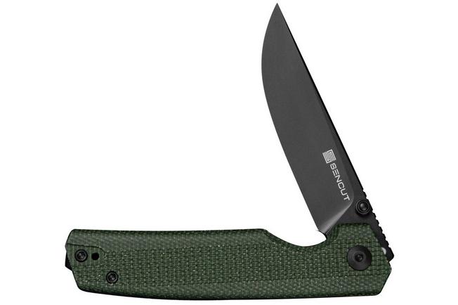 Image pour SENCUT Stria S25112-2, Black D2, Milled Green Canvas Micarta couteau de poche