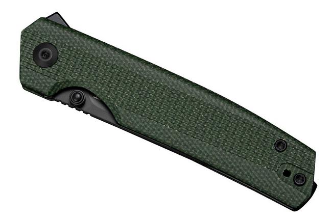 Image pour SENCUT Stria S25112-2, Black D2, Milled Green Canvas Micarta couteau de poche