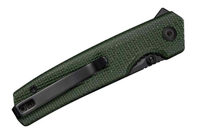 Image pour SENCUT Stria S25112-2, Black D2, Milled Green Canvas Micarta couteau de poche