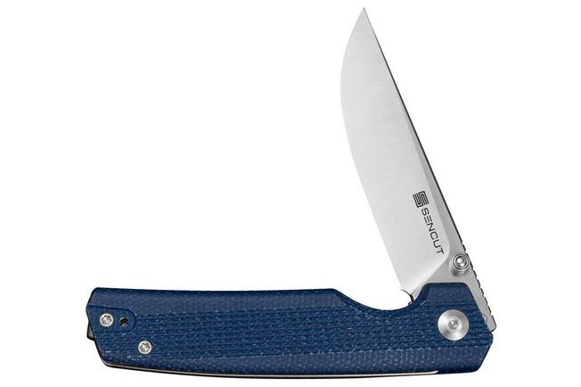 Image pour SENCUT Stria S25112-3, Satin D2, Milled Blue Canvas Micarta couteau de poche