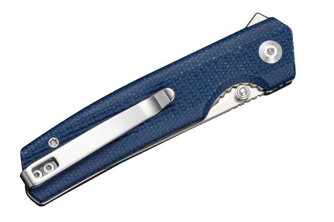 Image pour SENCUT Stria S25112-3, Satin D2, Milled Blue Canvas Micarta couteau de poche