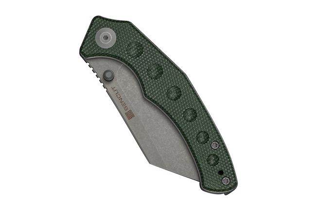 Afbeelding voor SENCUT Clout S26031-2, Grey Stonewashed D2, Green Canvas Micarta zakmes