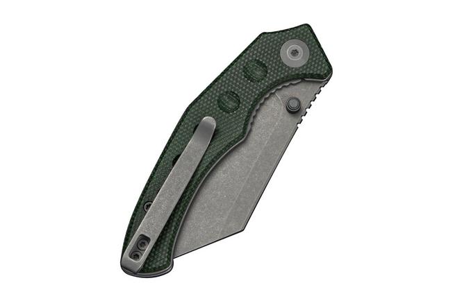 Afbeelding voor SENCUT Clout S26031-2, Grey Stonewashed D2, Green Canvas Micarta zakmes
