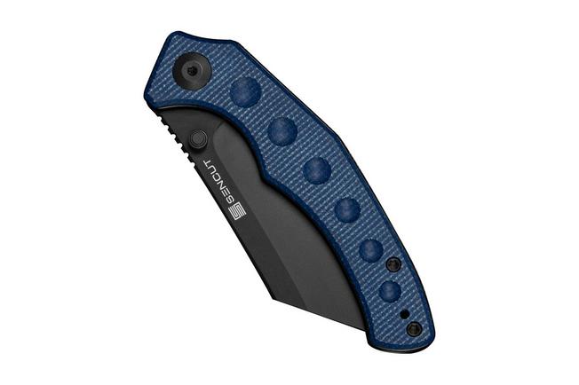 Afbeelding voor SENCUT Clout S26031-3, Black D2, Blue Canvas Micarta zakmes