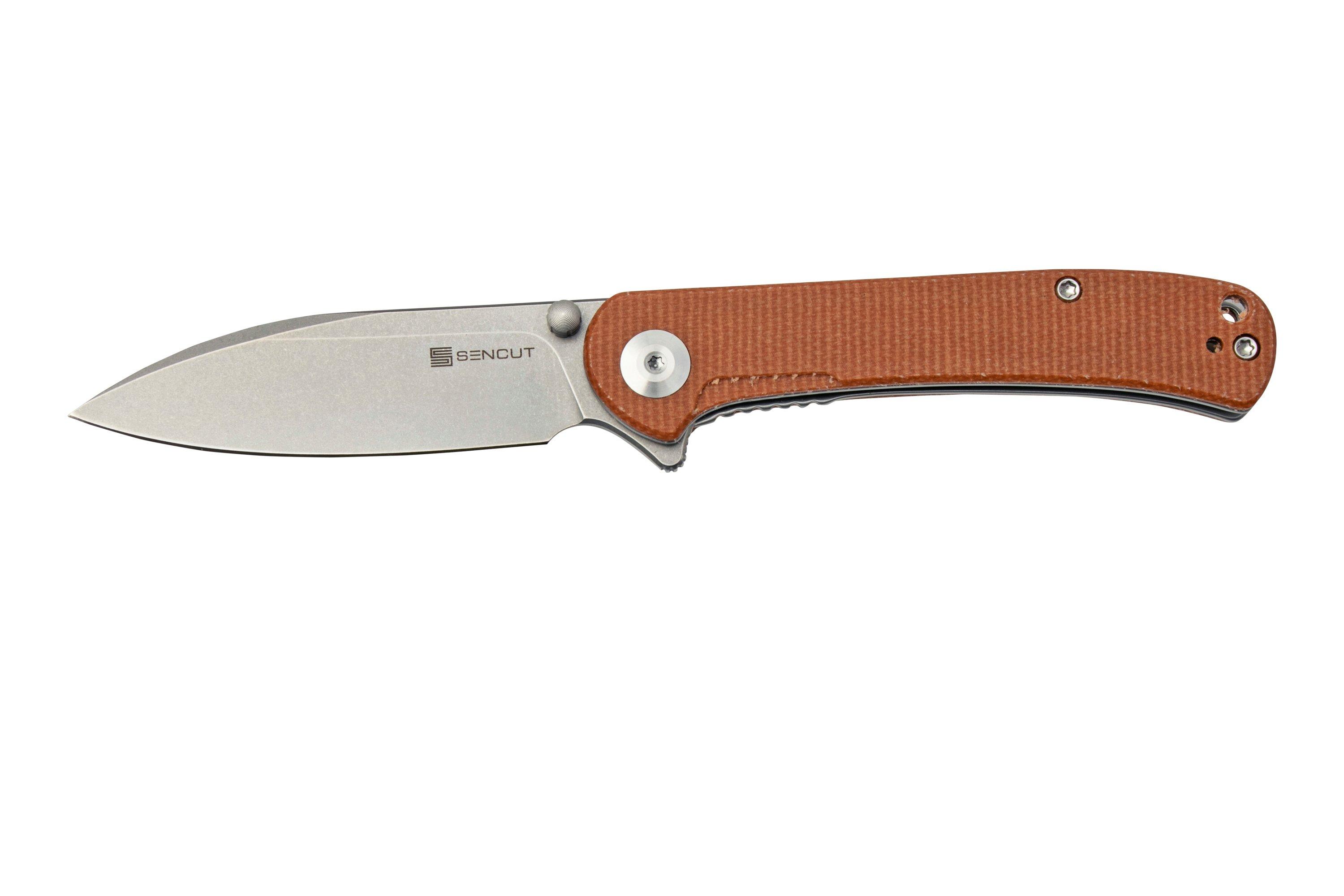 SENCUT Scepter SA03D Brown Micarta pocket knife | Advantageously ...
