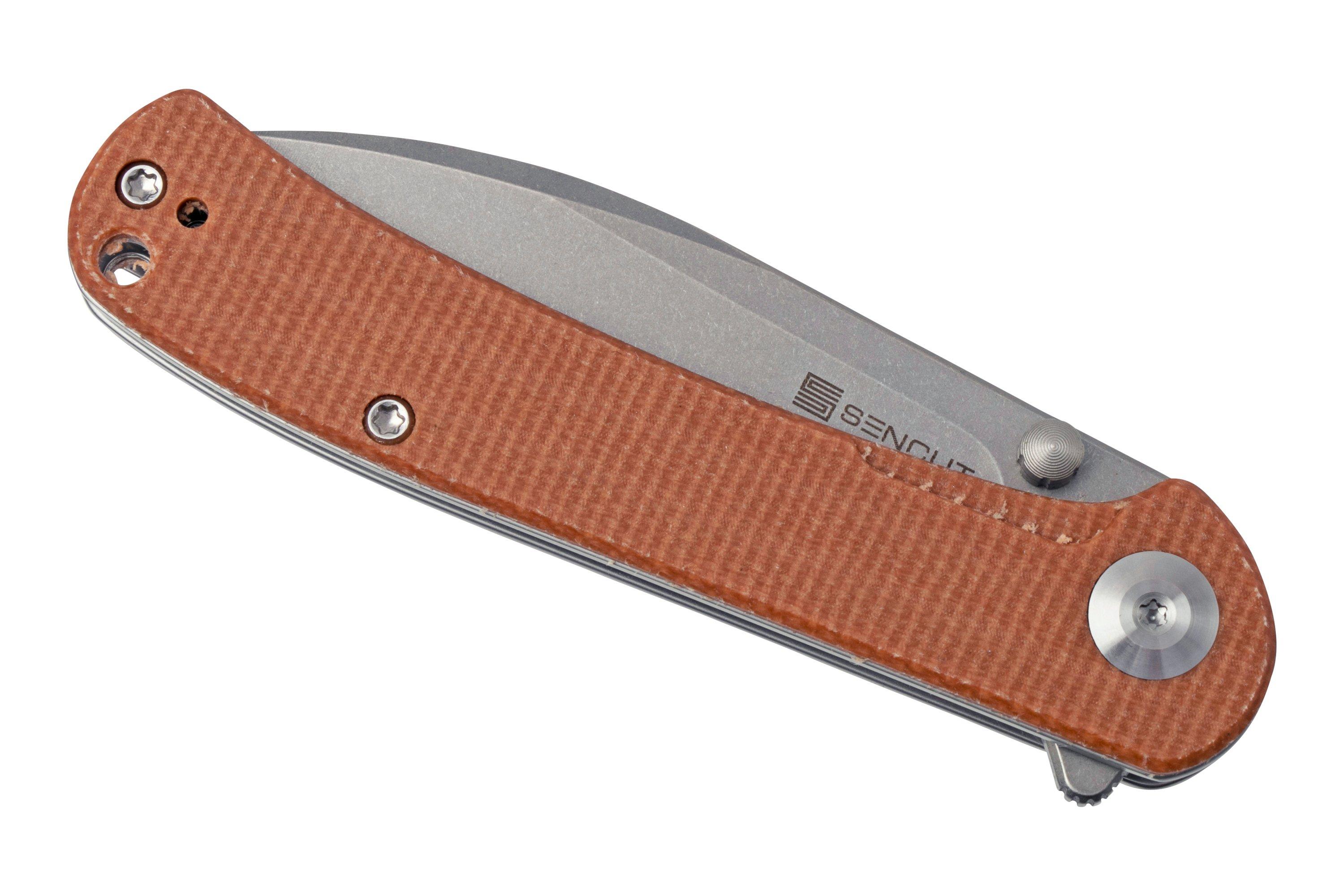 SENCUT Scepter SA03D Brown Micarta pocket knife | Advantageously ...