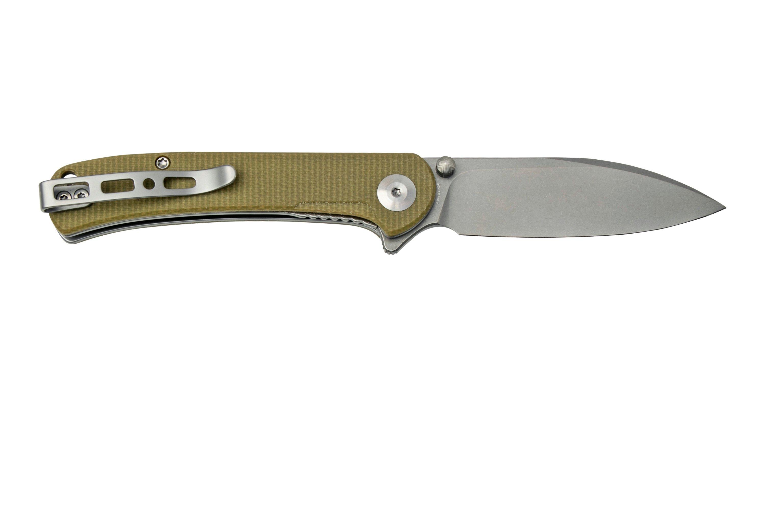 SENCUT Scepter SA03E Olive Micarta pocket knife | Advantageously ...