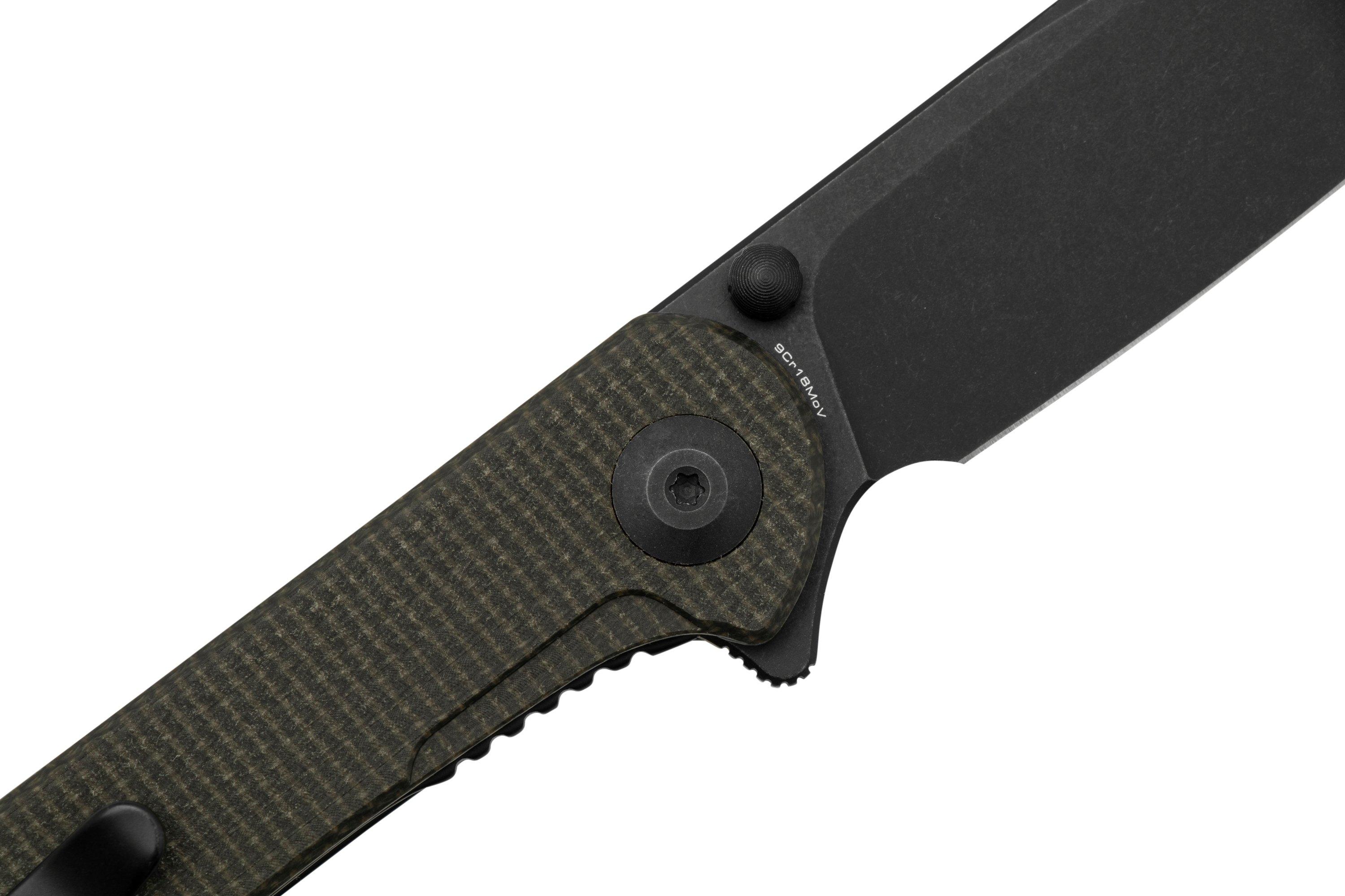 SENCUT Scepter SA03G Dark Green Canvas Micarta, pocket knife ...