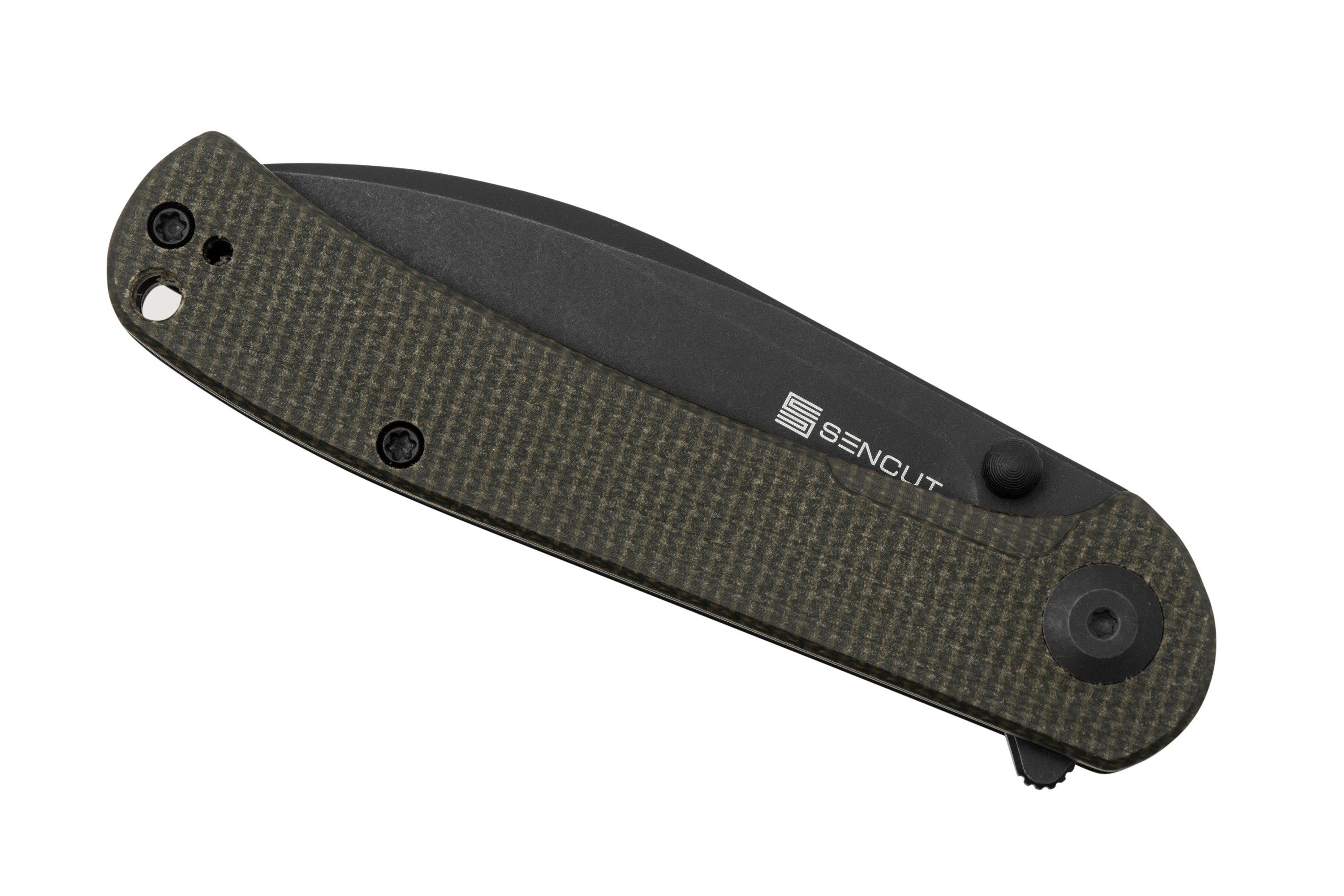 SENCUT Scepter SA03G Dark Green Canvas Micarta, pocket knife ...
