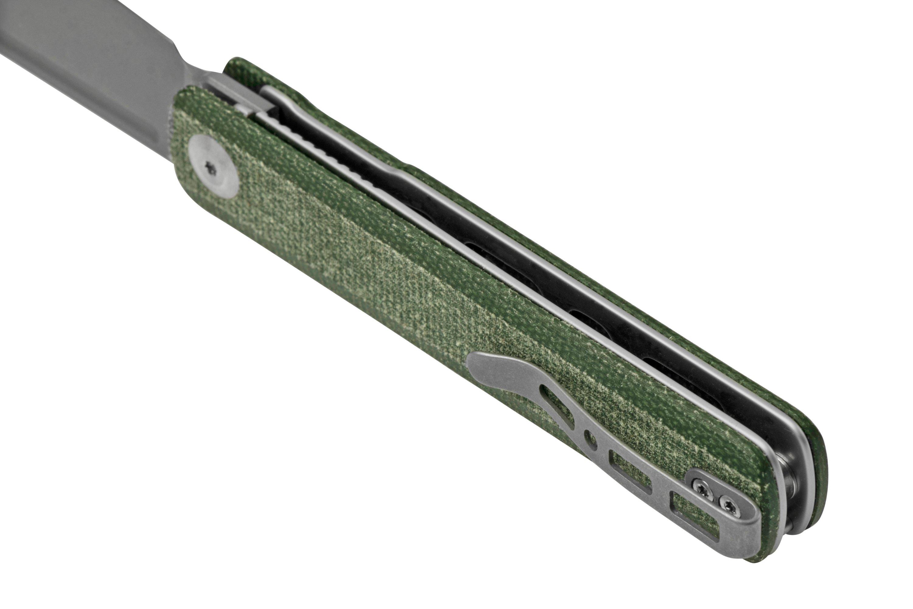 SENCUT Bronte SA08B Stonewashed, Green micarta, couteau de poche ...