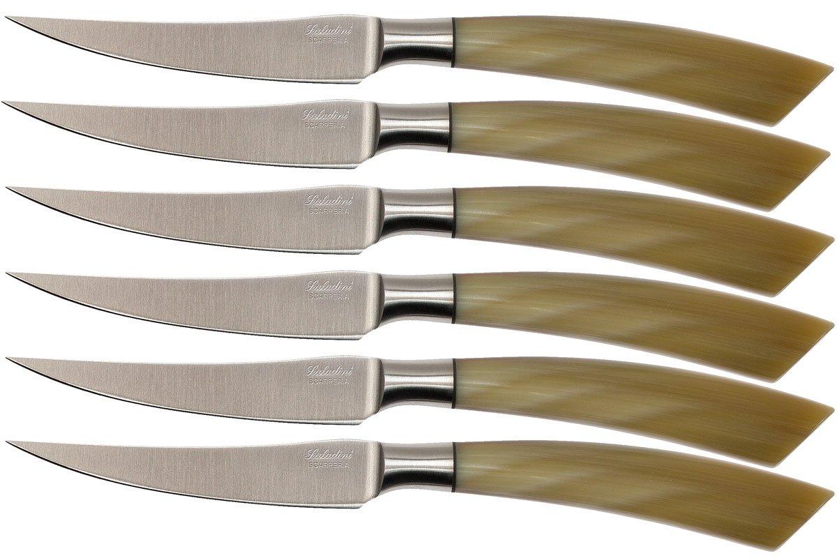 Saladini 6pc steak knife set 23 cm, ox horn Advantageously shopping