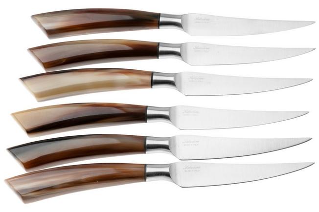 Image for Saladini 6-pc steak knife set 23 cm, ox horn