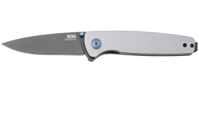 Bild für SOG Twitch III 11-15-03-43, Black 154CM, Gunmetal Gray Aluminum, Blue Hardware Taschenmesser