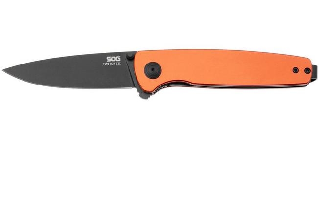 Bild für SOG Twitch III 11-15-05-43, Black 154CM, Burnt Orange Aluminum, Black Hardware Taschenmesser