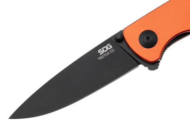 Bild für SOG Twitch III 11-15-05-43, Black 154CM, Burnt Orange Aluminum, Black Hardware Taschenmesser