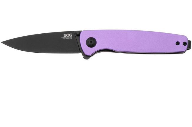Bild für SOG Twitch III 11-15-06-43, Black 154CM, Purple Aluminum, Black Hardware Taschenmesser