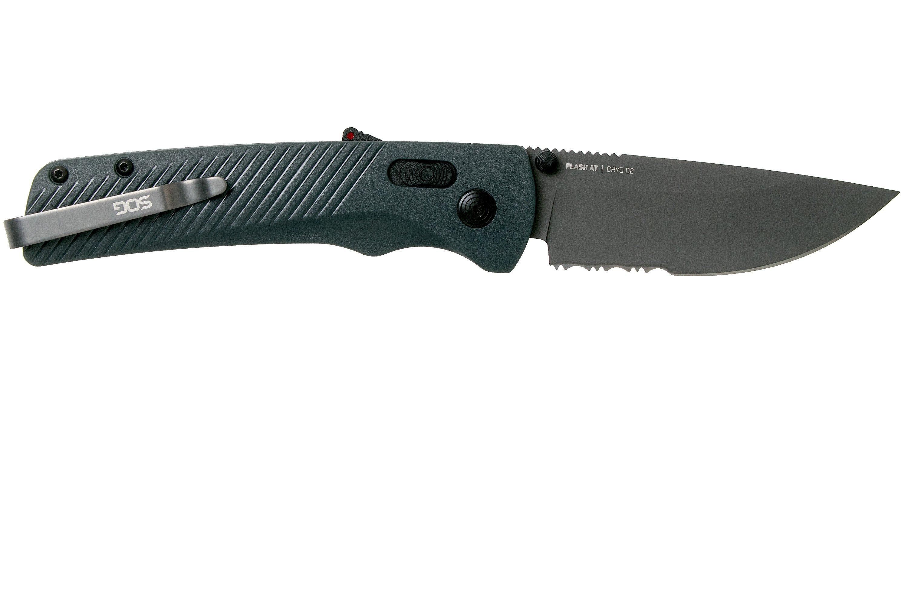 SOG Flash AT Urban Grey Serrated 11-18-06-57 pocket knife ...