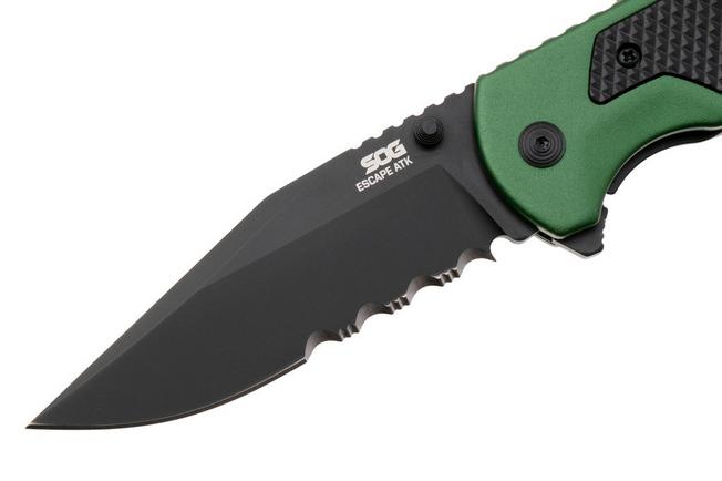 Afbeelding voor SOG Escape ATK 2.0 11-52-01-43, Titanium Nitride AUS-8, Olive Drab Aluminum zakmes