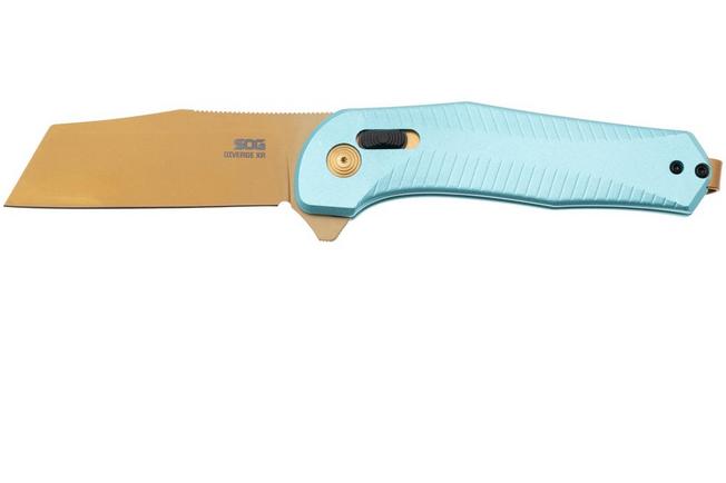 Bild für SOG Diverge XR 12-02-02-43, Gold PVD D2, Light Blue Aluminum Taschenmesser