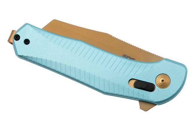 Bild für SOG Diverge XR 12-02-02-43, Gold PVD D2, Light Blue Aluminum Taschenmesser