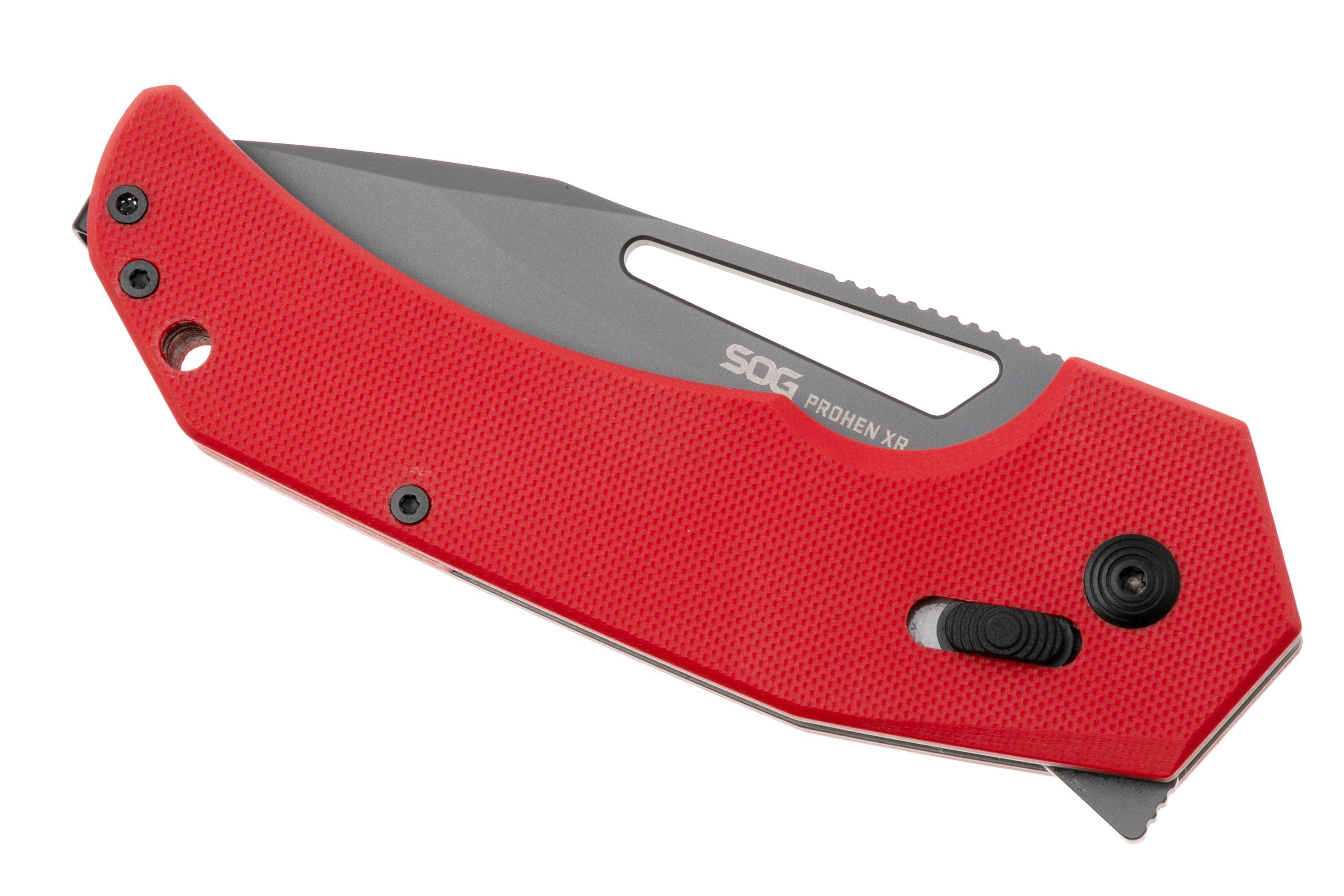 SOG Prohen XR 12-25-02-57, Grey PVD D2, Red G10 pocket knife, Mikkel ...