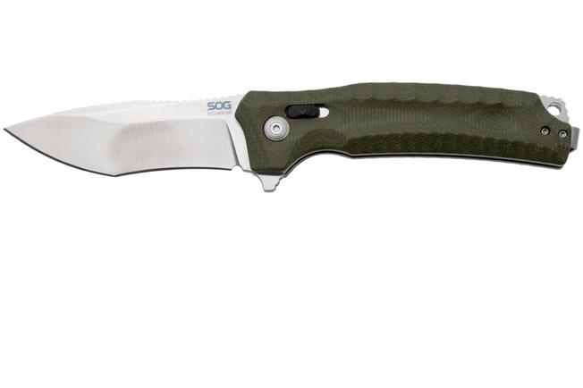 Afbeelding voor SOG Hidaka XR 12-27-09-57 Satin Cryo 3V, Green Micarta, zakmes