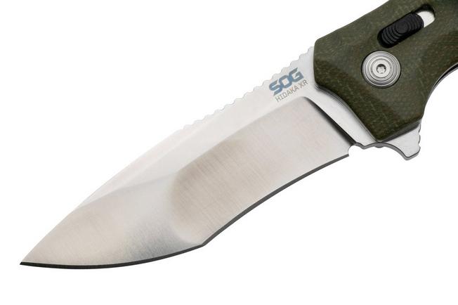 Afbeelding voor SOG Hidaka XR 12-27-09-57 Satin Cryo 3V, Green Micarta, zakmes